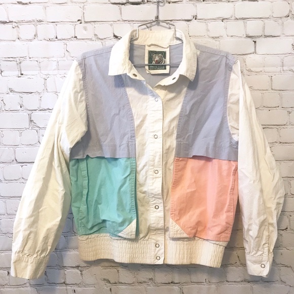Vintage Jackets & Blazers - Vintage 1980’s pastel rainbow color block coat